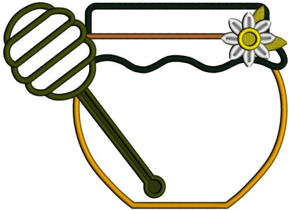 Honey Pot With a Flower Applique Machine Embroidery Design Digitized Pattern