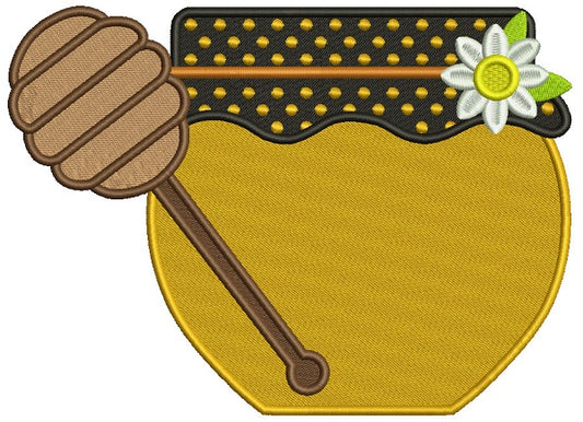 Honey Pot With a Flower Filled Machine Embroidery Design Digitized Pattern
