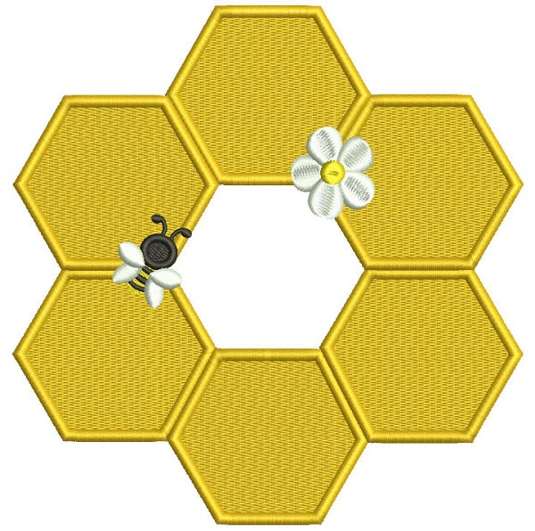 Honeycomb Bee Filled Machine Embroidery Design Digitized Pattern
