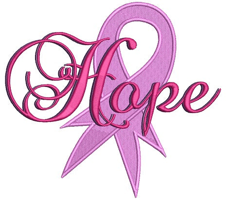 Hope Breast Cancer Awareness Ribbon Filled Machine Embroidery Design Digitized Pattern