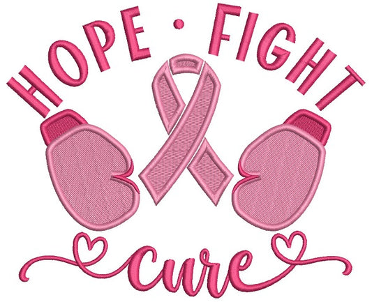 Hope Fight Cure Breast Cancer Awareness Filled Machine Embroidery Design Digitized Pattern