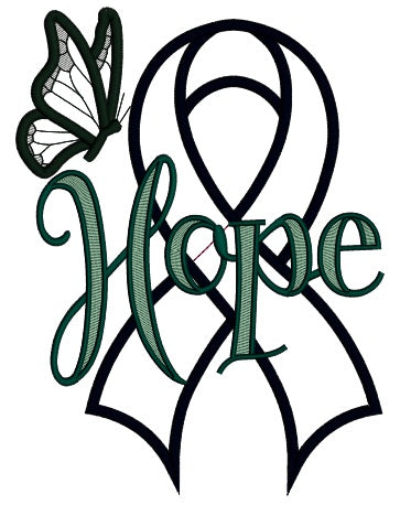 Hope Thyroid Cancer Awareness Ribbon Applique Machine Embroidery Design Digitized Pattern