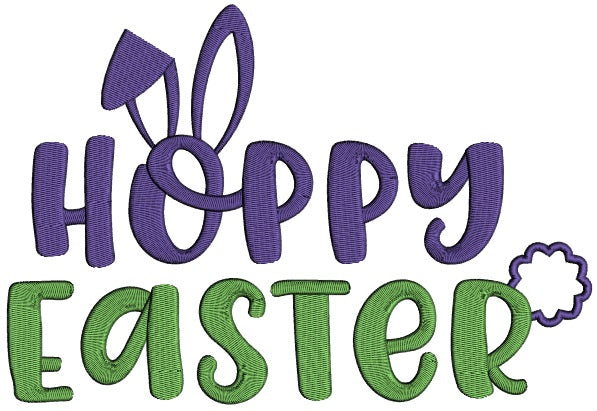 Hoppy Easter Bunny Ears Applique Machine Embroidery Design Digitized Pattern