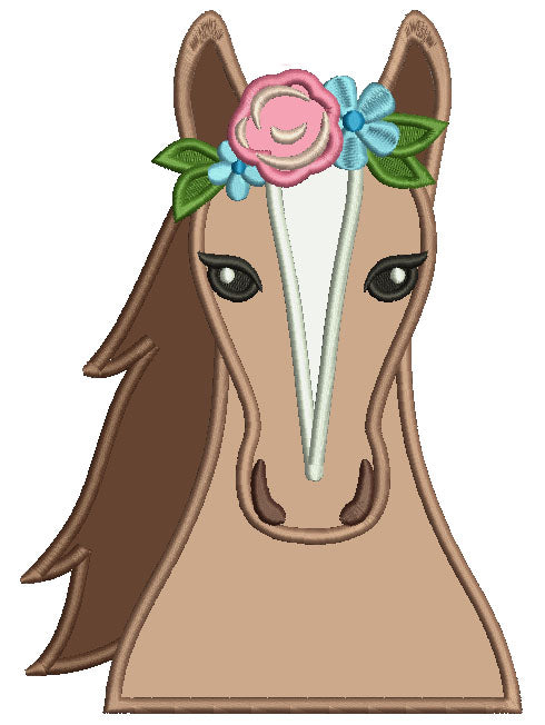Horse Head With Ornamental Headdress Applique Machine Embroidery Design Digitized Pattern