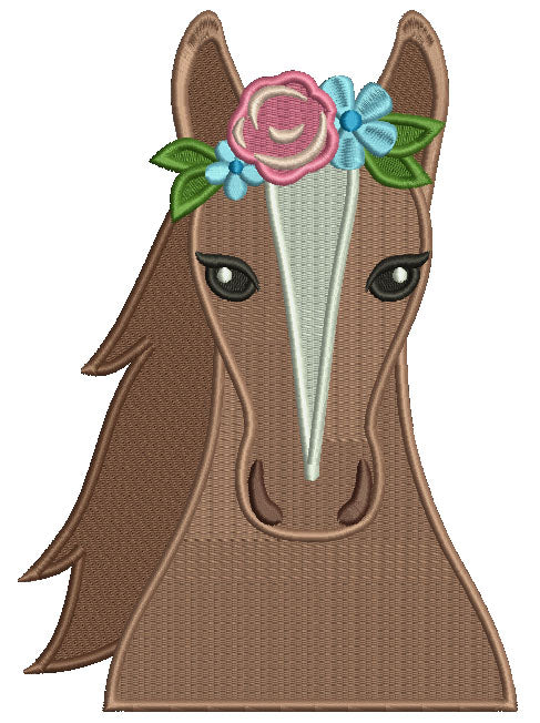 Horse Head With Ornamental Headdress Filled Machine Embroidery Design Digitized Pattern