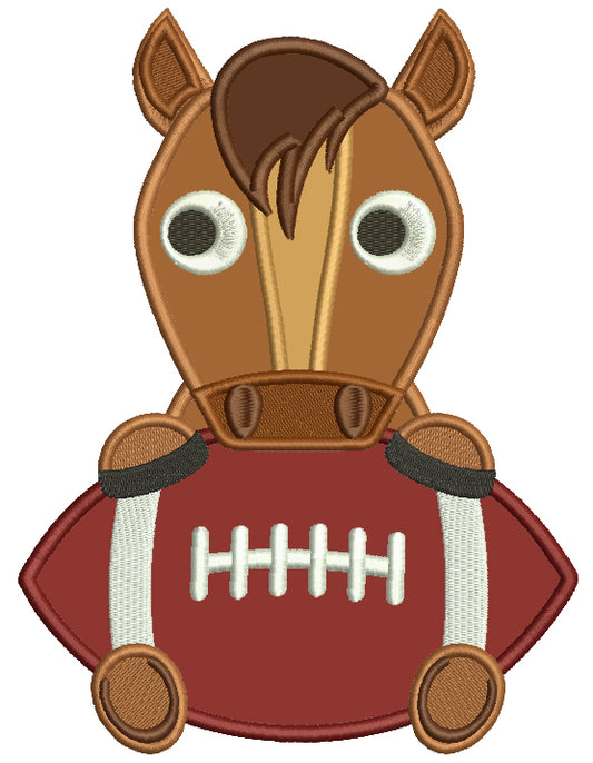 Horse With a Football Sports Applique Machine Embroidery Design Digitized Pattern