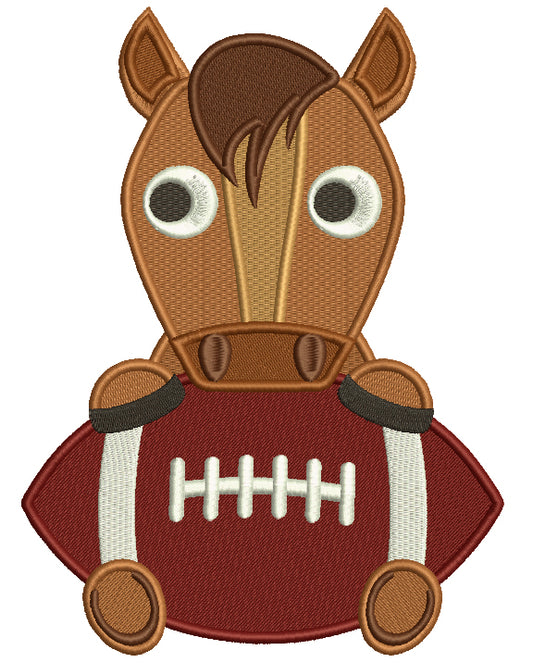 Horse With a Football Sports Filled Machine Embroidery Design Digitized Pattern