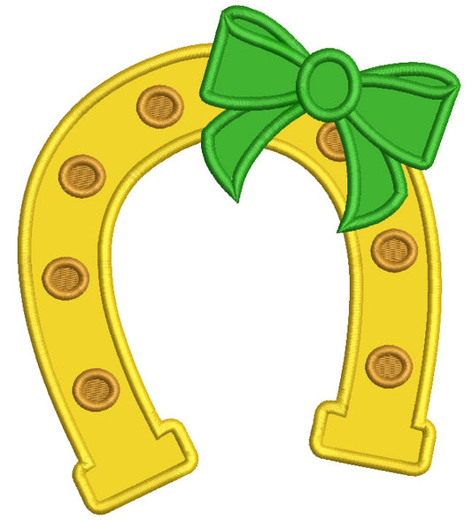 Horseshoe With Green Ribbon St. Patrick's Day Applique Machine Embroidery Design Digitized Pattern