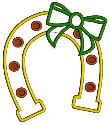 Horseshoe With Green Ribbon St. Patrick's Day Applique Machine Embroidery Design Digitized Pattern