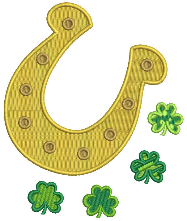 Horseshoe With Shamrocks St. Patrick's Day Filled Machine Embroidery Design Digitized Pattern