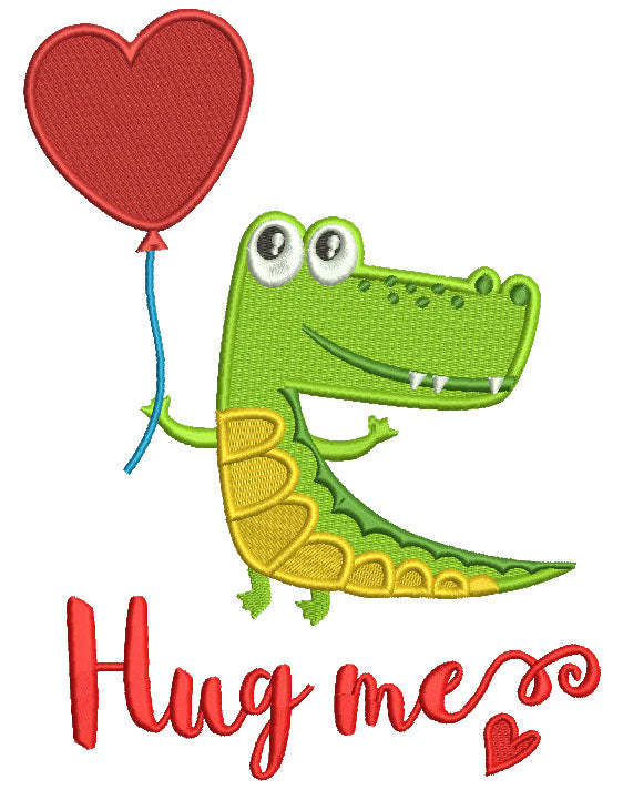 Hug Me Cute Alligator Filled Machine Embroidery Design Digitized Pattern
