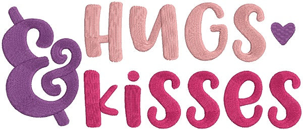 Hugs And Kisses With Heart Filled Machine Embroidery Design Digitized Pattern