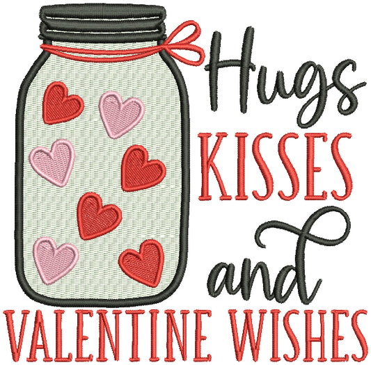 Hugs Kisses And Valentine Wishes Filled Machine Embroidery Design Digitized Pattern