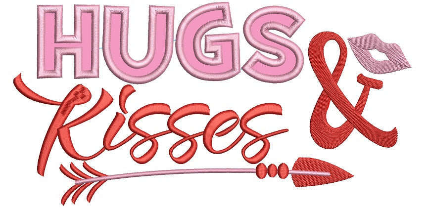 Hugs and Kisses Applique Machine Embroidery Design Digitized Pattern