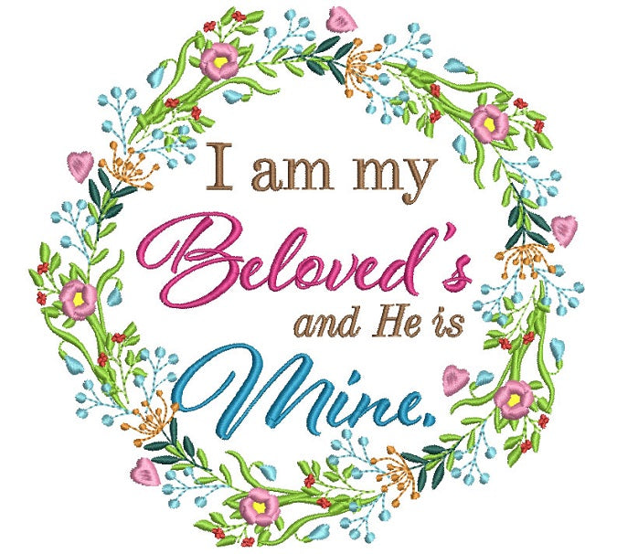 I am Beloved's and He is Mine Wedding Filled Machine Embroidery Digitized Design Pattern