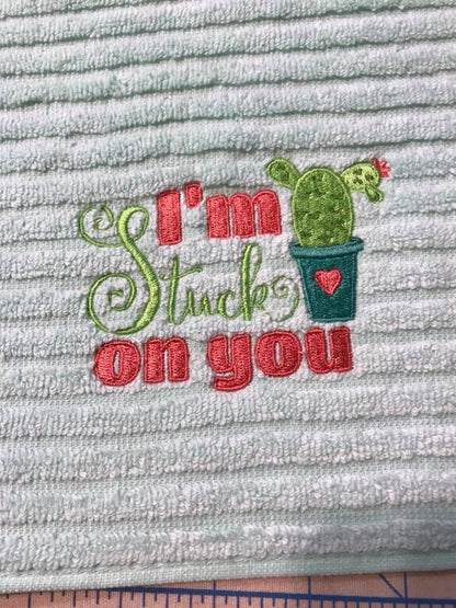 I'm Stuck On You Cactus Love Filled Machine Embroidery Digitized Design Pattern