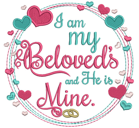 I am my Beloved's and He is Mine Wedding Filled Machine Embroidery Digitized Design Pattern