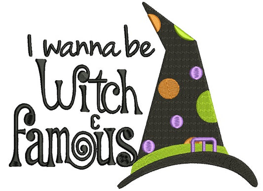 I wanna be Witch Famous Halloween Filled Machine Embroidery Design Digitized Pattern