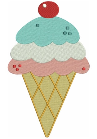 Ice Cream Cone Filled Machine Embroidery Digitized Design Pattern