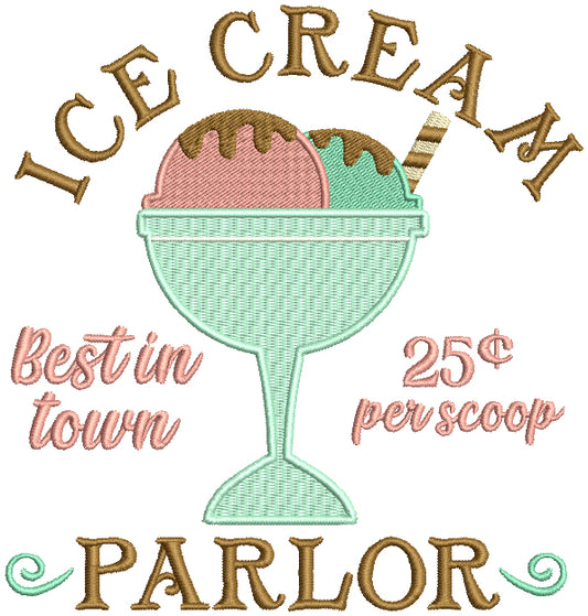 Ice Cream Parlor Best In Town Filled Machine Embroidery Design Digitized Pattern