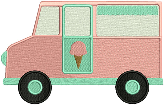 Ice Cream Truck Summer Filled Machine Embroidery Design Digitized Pattern