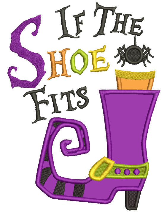 If The Shoe Fits Little Spider Applique Halloween Machine Embroidery Design Digitized Pattern