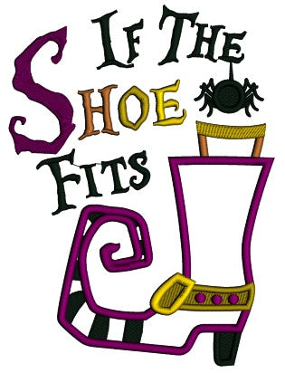 If The Shoe Fits Little Spider Applique Halloween Machine Embroidery Design Digitized Pattern