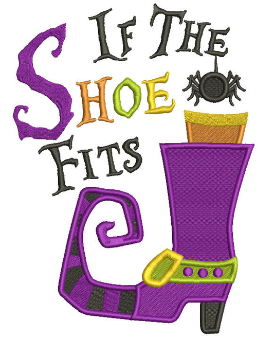 If The Shoe Fits Little Spider Filled Halloween Machine Embroidery Design Digitized Pattern