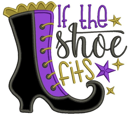 If The Shoe Fits Witch Boot With Stars Halloween Applique Machine Embroidery Design Digitized Pattern