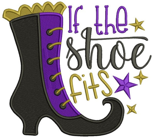 If The Shoe Fits Witch Boot With Stars Halloween Filled Machine Embroidery Design Digitized Pattern