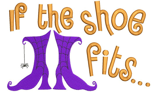 If the shoe fits witch boots and spider Halloween Filled Machine Embroidery Design Digitized Pattern