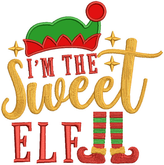 I'm The Sweet Elf Christmas Applique Machine Embroidery Design Digitized Pattern