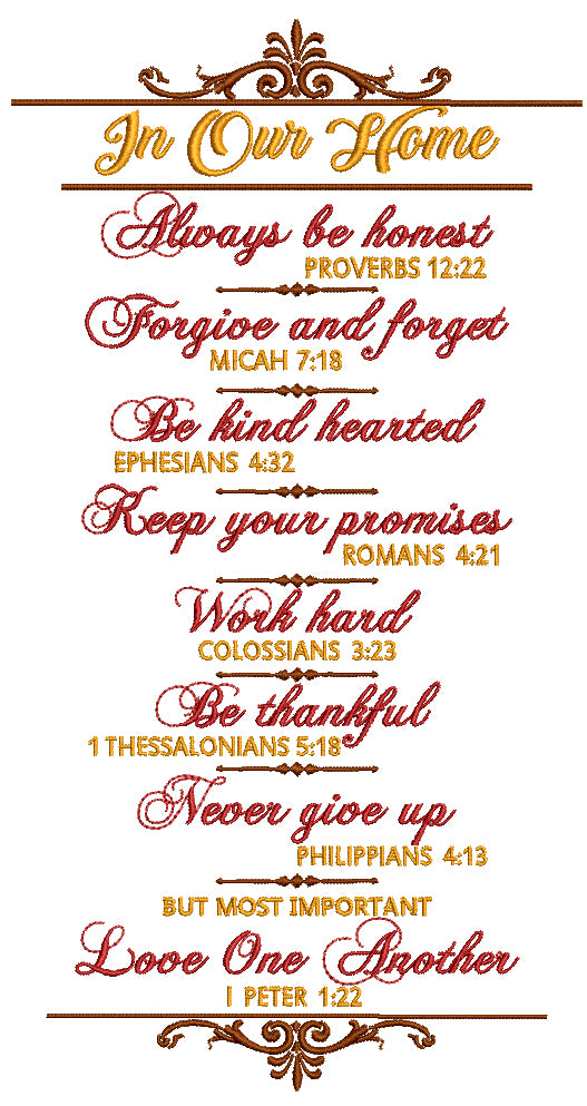 In Our Home Religious Filled Machine Embroidery Design Digitized Patte ...
