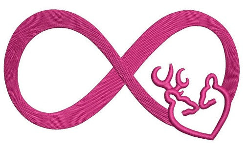 Infinity Love Buck and doe Applique machine embroidery digitized design filled pattern - Instant Download -4x4 , 5x7, and 6x10 hoops