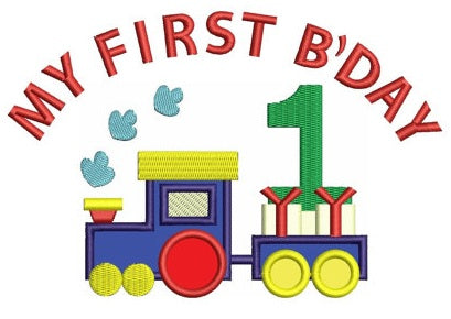 Instant Download Birthday Choo Choo 1st Birthday Train Machine Embroidery Applique comes in three sizes to fit 4x4 , 5x7, and 6x10 hoops