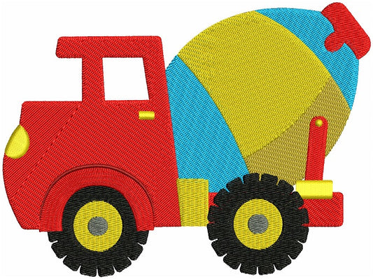 Instant Download Cement truck Machine Embroidery Filled Design