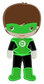 Instant Download Cute Boy Green Lantern's Little Brother (hands out) Super Hero Machine Embroidery Applique