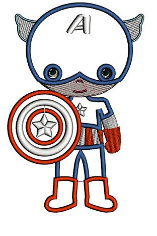 Instant Download Cute Captain America Little Brother Superhero Machine Embroidery Applique