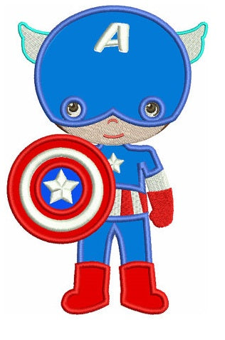 Instant Download Cute Captain America Little Brother Superhero Machine Embroidery Applique