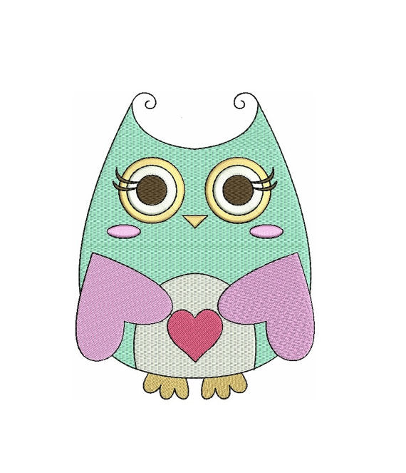 Instant Download Cute Owl Machine Embroidery Design comes in three sizes to fit 4x4 , 5x7, and 6x10 hoops