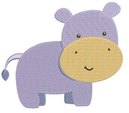 Instant Download Hippo African Animal Machine Embroidery Design