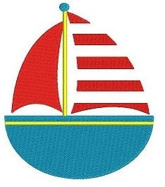 Instant Download Little Boat Machine Embroidery Filled Digitized Design Pattern - 4x4 , 5x7, and 6x10 hoops