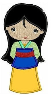 Instant Download Princess Mulan's Little Sister Machine Embroidery Applique Design