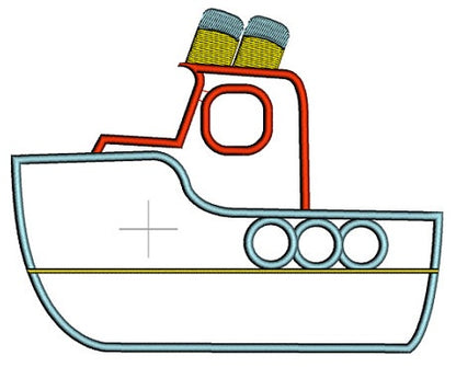 Instant Download Very Cute Boat Machine Embroidery Applique Design