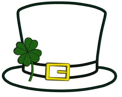 Irish Hat Shamrock Applique - St Patrick's Day- Machine Digitized Design Pattern - Instant Download - 4x4 , 5x7, and 6x10 -hoops