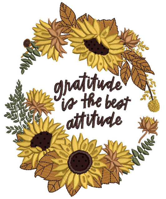 Is The Best Attitude Sunflowers Wreath Fall Applique Machine Embroidery Design Digitized Pattern