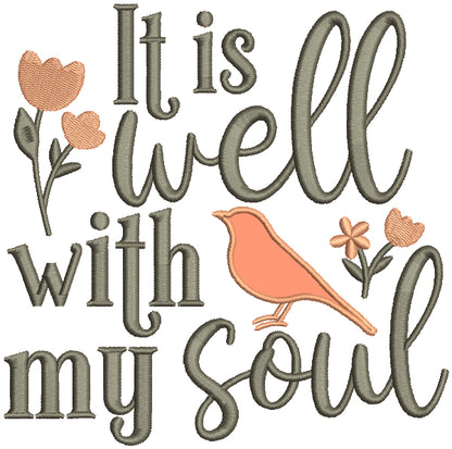 It Is Well With My Soul Bird Applique Machine Embroidery Design Digitized Pattern