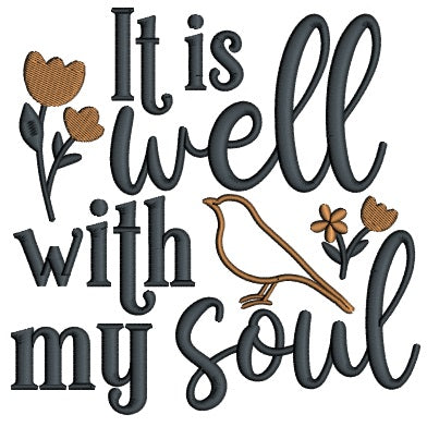 It Is Well With My Soul Bird Applique Machine Embroidery Design Digitized Pattern