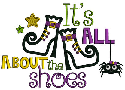 It's All About The Shoes Witch Boots and a Spider Halloween Applique Machine Embroidery Digitized Design Pattern