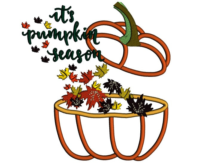 It's Pumpkin Season Applique Machine Embroidery Design Digitized Pattern